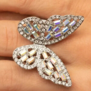 New Silver Iridescent Multicolor Butterfly Fashion Ring Casual Glam Jewe…